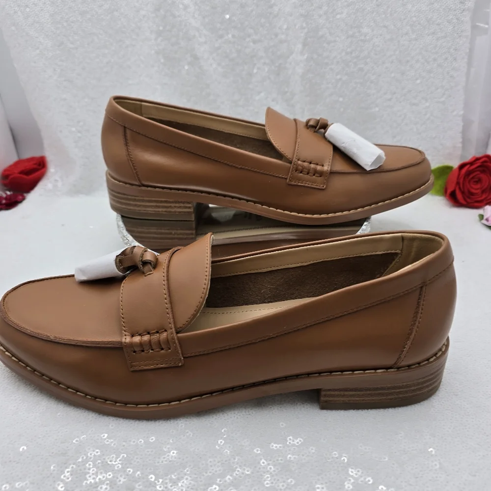Leather Tassel Tan Loafer Women' 10M Smooth & Soft Leather Classic Rag & Co